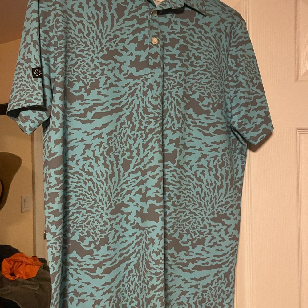 Men's Aqua Pattern Polo Shirt